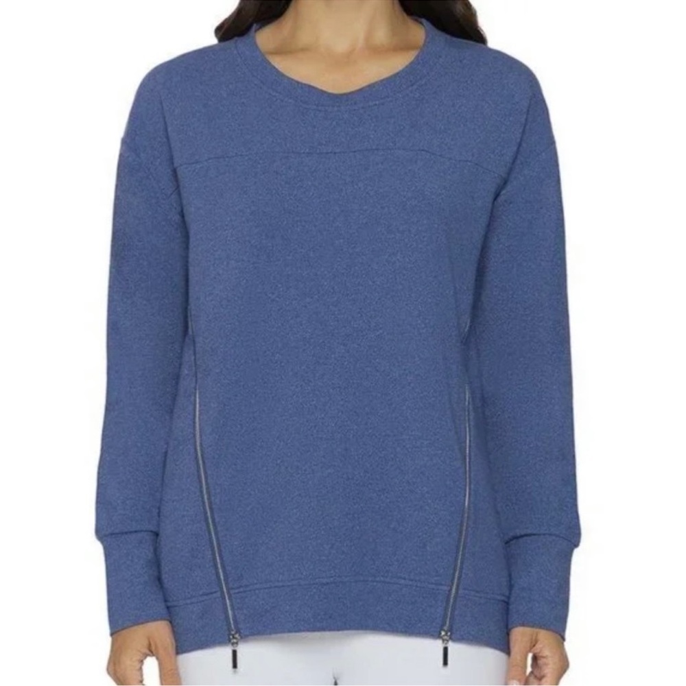 Lysse Alondra Zip Front Sweatshirt Blue Size Medium